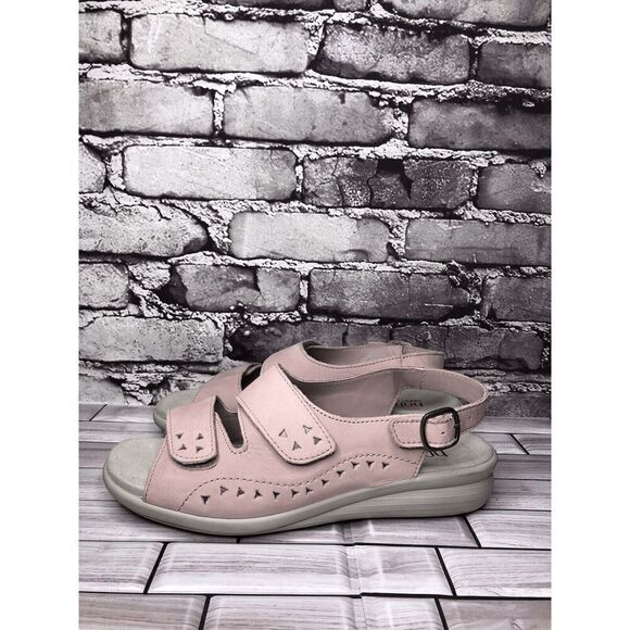 Hotter Easy STD Lilac Pink Nubuck Leather Strap Wedge Sandals Women Sz 40EU/8.5 - Picture 1 of 16